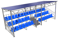 Трибуна трехрядная 44 мест с крышей и ограждениями сзади и по бокам