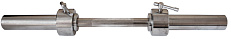 Гриф для гантели хромированный, длина 710 мм., гладкая втулка 50 мм., не вращающаяся ручка, замок с ломающимся стопором, вес 9кг