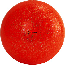 Мяч для художественной гимнастики "TORRES", диам. 19 см, ПВХ, оранжевый с блестками