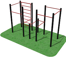 Комплекс для воркаут - 5 турников, шведская стенка, брусья (столб 80х80мм, фланцы)