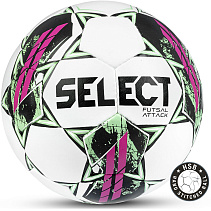 Мяч футзальный SELECT Futsal Attack V22 Grain, р.4 Синт. кожа (полиуретан) Зелено-фиолетовый