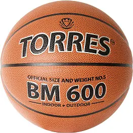 Мяч баскетбольный TORRES BM600, р.5, Синт. кожа (полиуретан)