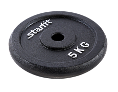 Диск чугунный STARFIT BB-204  5 кг, d=26 мм, черный