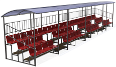 Трибуна трехрядная 60 мест с крышей и ограждениями сзади и по бокам