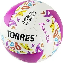 Мяч для пляжного волейбола TORRES Beach Sand Pink, р.5, мягкая синт.