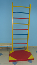 Стенка гимнастическая шведская  420х2300мм (Цветная, перекладины 3 -ех цветов, кромки боковин закруглены)