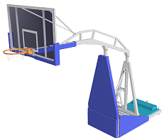 Стойка баскетбольная мобильная складная с выносом 2,25м с электроподьемом стрелы без противовесов