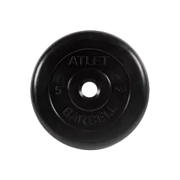 Диск обрезиненный, чёрного цвета, 26 мм, 5 кг  Atlet