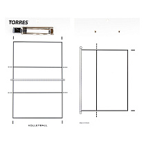 Тактическая доска для волейбола "TORRES", арт. TR1001V, маркерная, с зажимом для листов и маркера, 40х24 см, пластик, двухстор. (площадка и половина площадки крупно), в комплекте маркер, белая