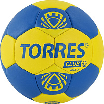 Мяч ганд. "TORRES Club", р.3, ПУ, 5 подкл. слоев, сине-желтый