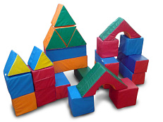 Набор мягких модулей из 24 элементов(куб 25х25х25-8шт,треугольная призма 25х25х25см L 25-2шт,треугольная призма 30х30х30см L 30-4шт,прямоугольник 60х20х20-8шт,арка 40х40х25-2шт)