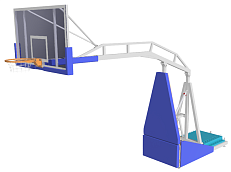 Стойка баскетбольная мобильная складная с выносом 3,25м с электроподьемом стрелы  без противовесов