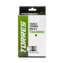 Мяч для настольного тенниса TORRES Training 1*, упаковка 6 шт, Цвет Белый
