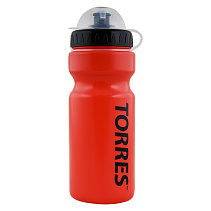 Бутылка для воды "TORRES", арт. SS1066, 550 мл, крышка с защитным колпачком, гипоаллергенный пластик, мягкий и эргономичный корпус, безопасная непроливающаяся крышка, красная, черная крышка