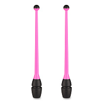 Булавы для худ. гимнастики INDIGO, 41 см, пластик, каучук, в компл. 2шт, розово-черный