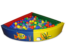 Сухой бассейн разборный угловой (r-200см, h-50см, b-15см), расчитан на 1800 шариков