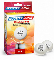 Мяч для настольного тенниса Start Line Standart 2*, белый, 6 шт